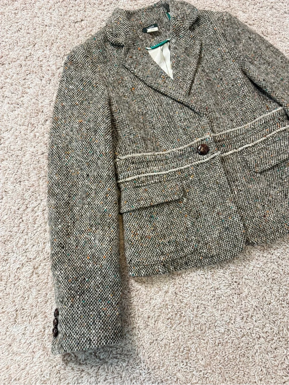 Vintage 2005 J Crew Wool Alpaca Tweed Blazer Jacket Size 8 Style 72255
